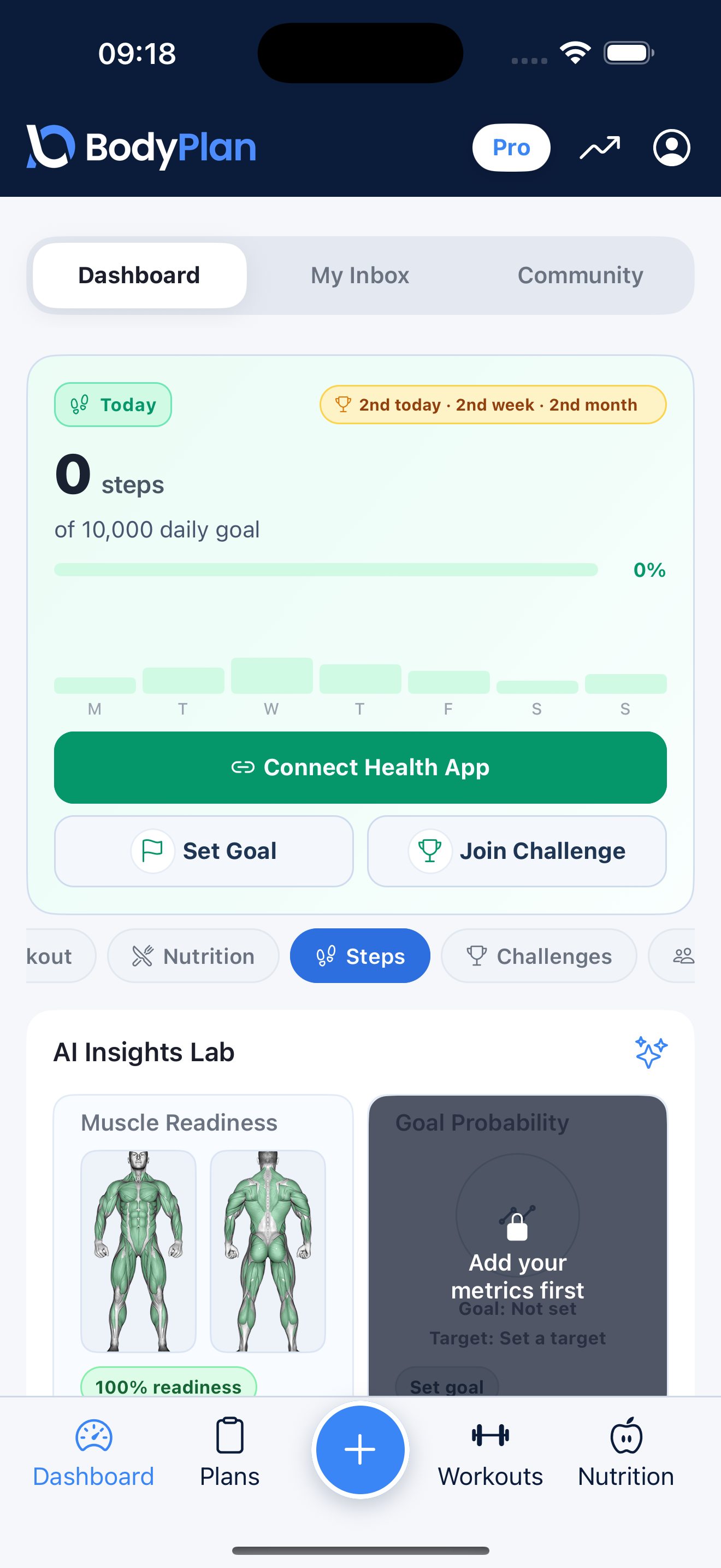 Steps tracking on BodyPlan