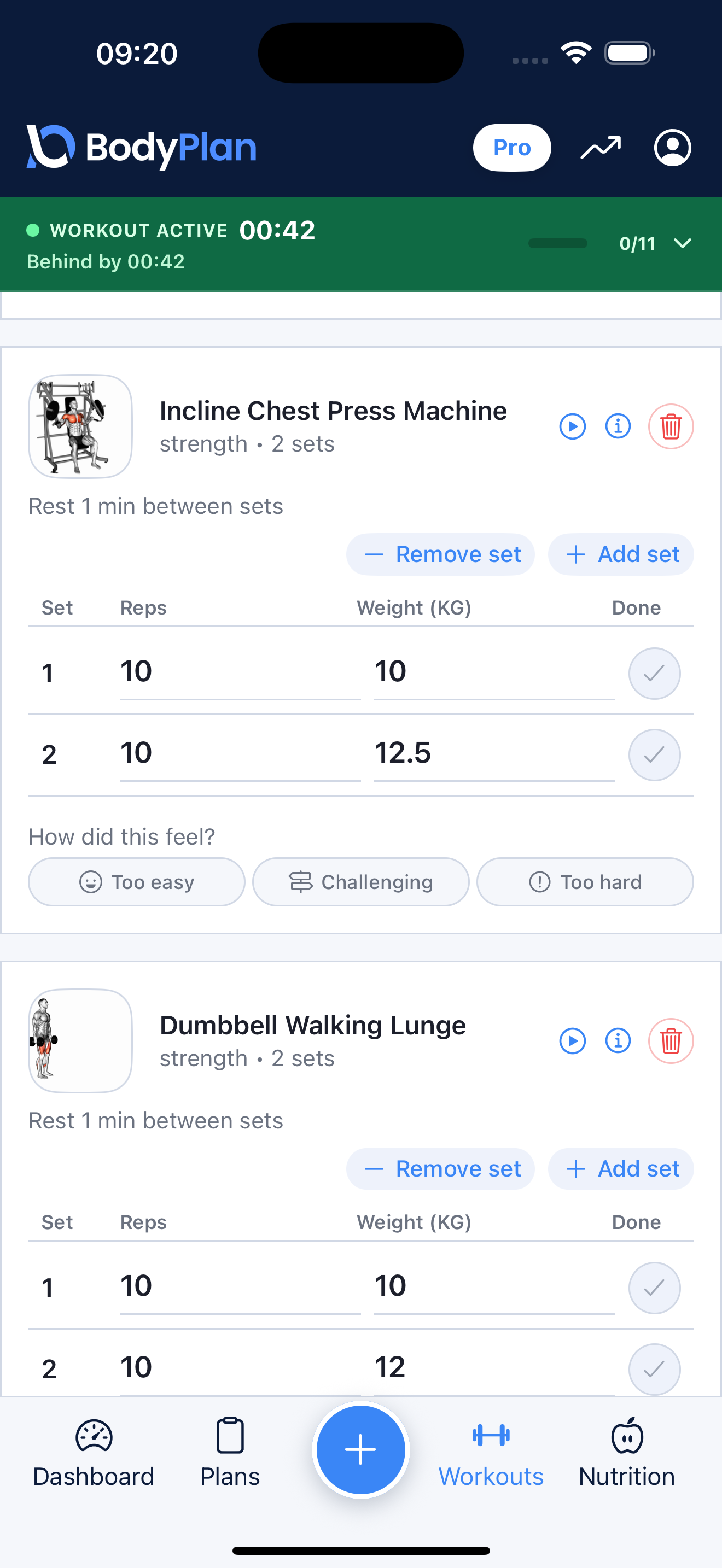 Guided workout session on BodyPlan